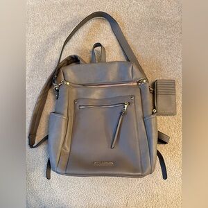 Poppy & Peonies Grey Convertible Backpack Tote with Cardholder